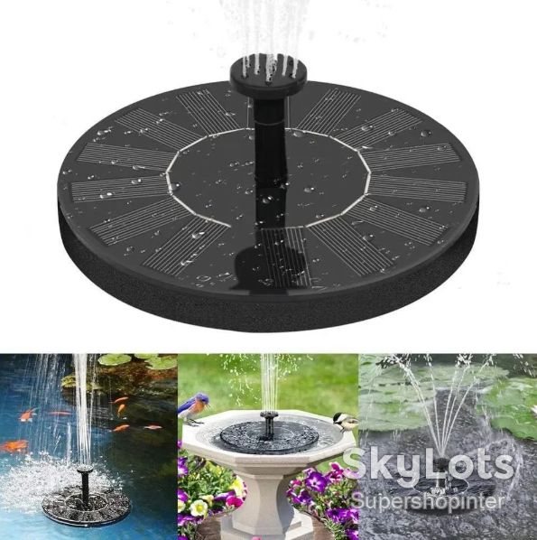 Плавающий садовый фонтан с солнечной панелью и различными насадками Solar Fountain Черный - фото фото фото 5