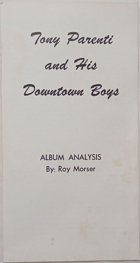 TONY PARENTI AND HIS DOWNTOWN BOYS LP  VG+/EX- - фото фото фото 2