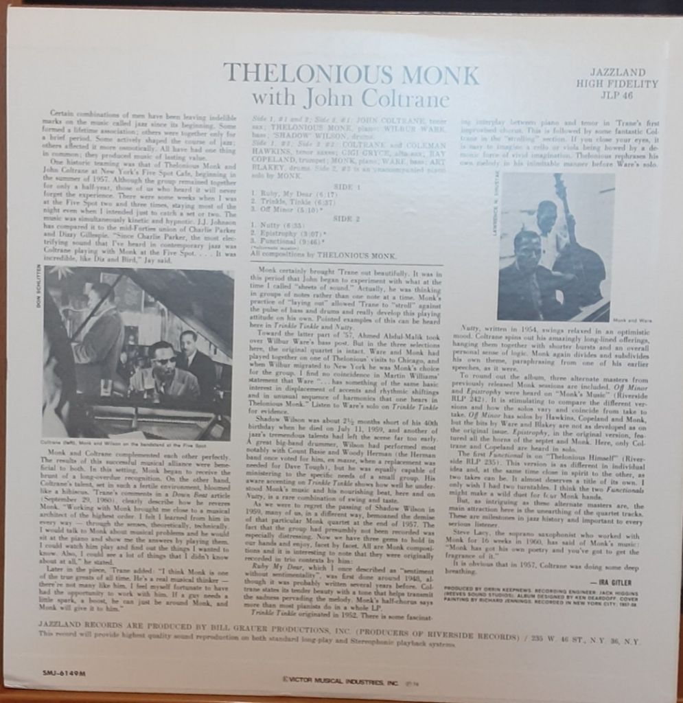 Платівка  Thelonious Monk With John Coltrane - фото фото фото 1