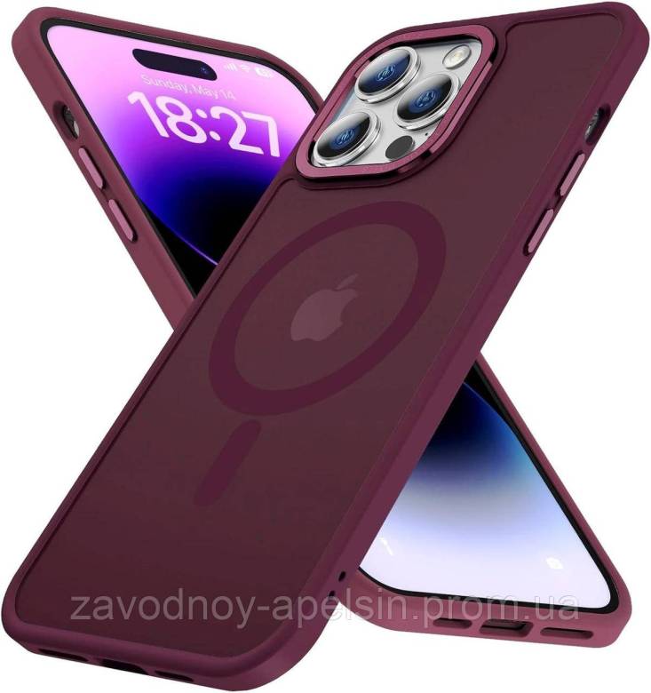 IPhone 16 Pro Max Чехол матовый Магнит TPU+PC (бордовый) - фото фото фото 0