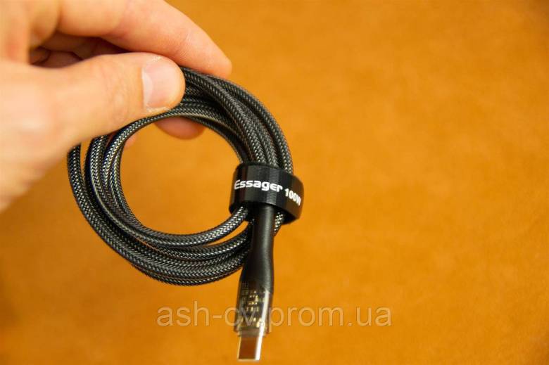 Високоякісний кабель Essager 100W USB-C PD Fast Charging Charger (Black 1m) - фото фото фото 5