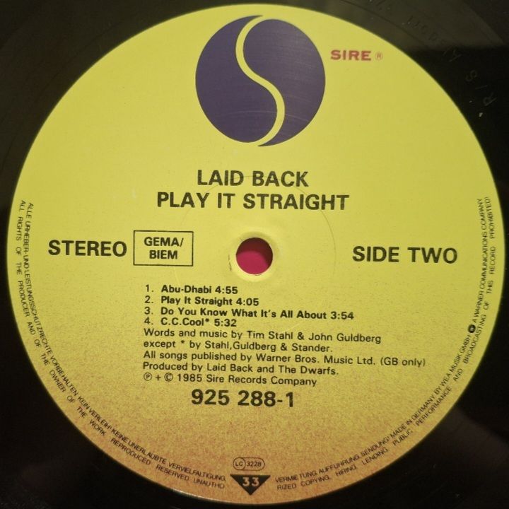 Laid Back - Play It Straight - 1985.  (LP). 12. Vinyl. Пластинка. Germany. - фото фото фото 3