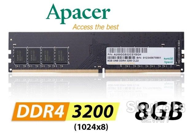 Apacer DDR4 8GB 3200Mhz   (EL.08G21.GSH) - фото фото фото 0