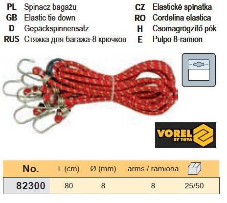 Стяжка багажа 8 гачкив 80см х 8мм VOREL-82300 - фото фото фото 0