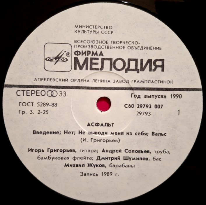 Асфальт - Asphalt - 1989.   (LP). 12. Vinyl. Пластинка. Rare. - фото фото фото 2