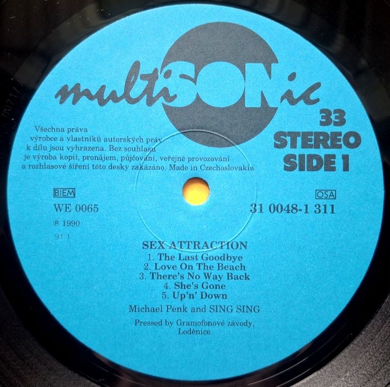 Sing Sing - Sex Attraction - 1990.  (LP). 12. Vinyl. Пластинка. Czechoslovakia. Rare. - фото фото фото 2