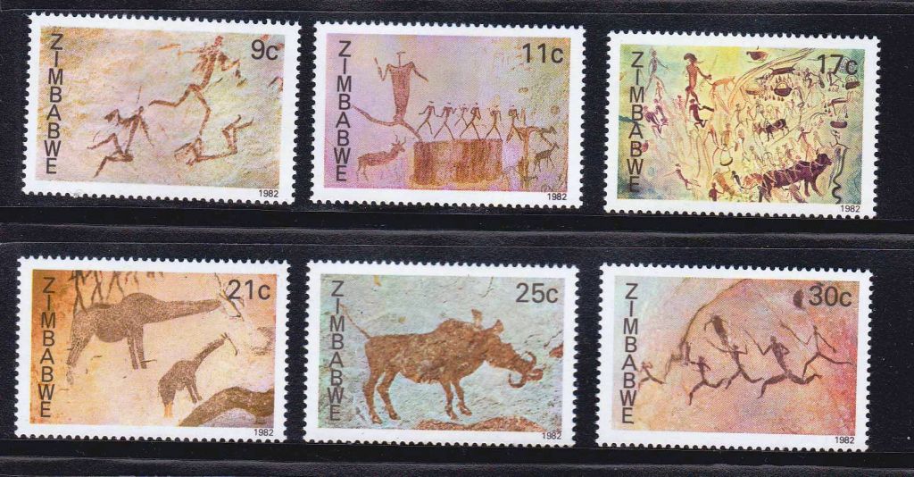 Фауна .  Зимбабве  1982 г  MNH - наскальные рисунки - фото фото фото 0