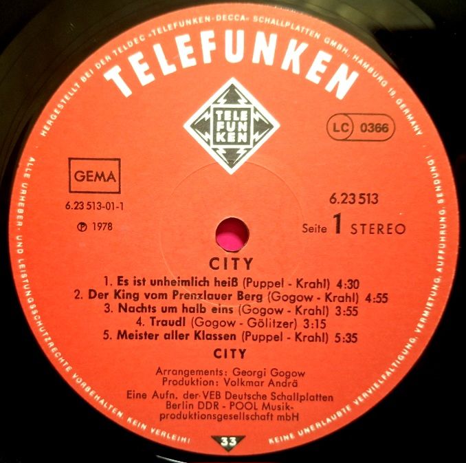 City - Am Fenster - 1978.  (LP). 12. Vinyl. Пластинка. Germany. - фото фото фото 2