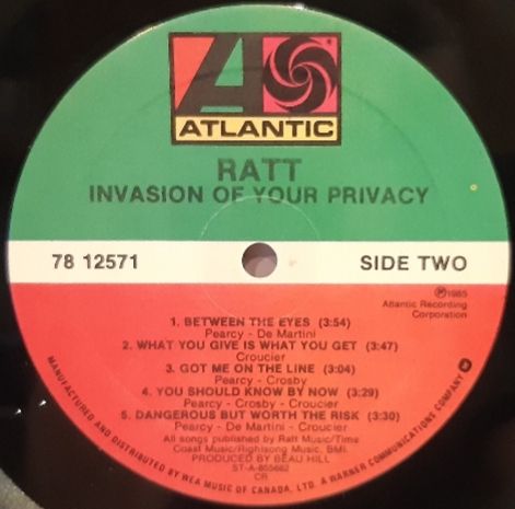 Ratt - Invasion Of Your Privacy - 1985.  (LP). 12. Vinyl. Пластинка. Canada. - фото фото фото 5
