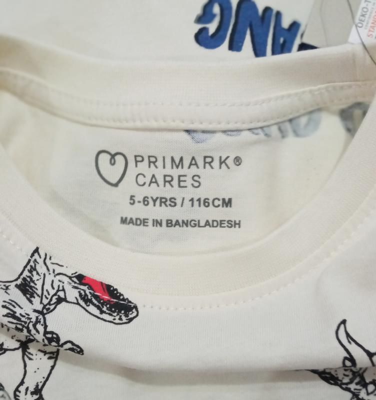 Світлий реглан лонгслів з динозаврами primark на хлопчика 5-6 років - фото фото фото 5
