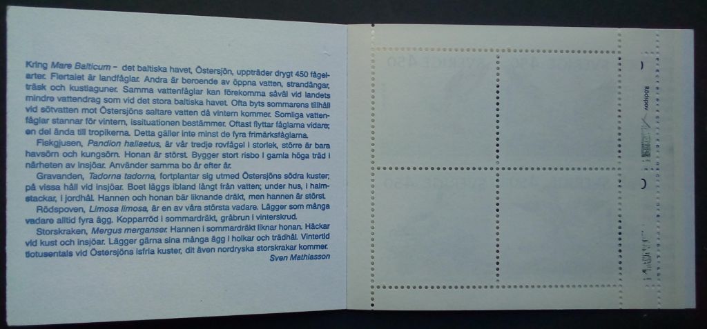 Швеция 1992 Птицы, фауна, буклет, MNH  (КЦ=12 евро) - фото фото фото 2