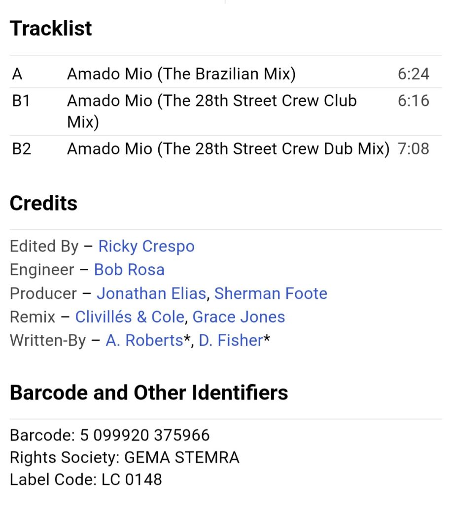 Grace Jones - Amado Mio - 1990.  (EP). 12. Vinyl. Пластинка. EEC. - фото фото фото 5
