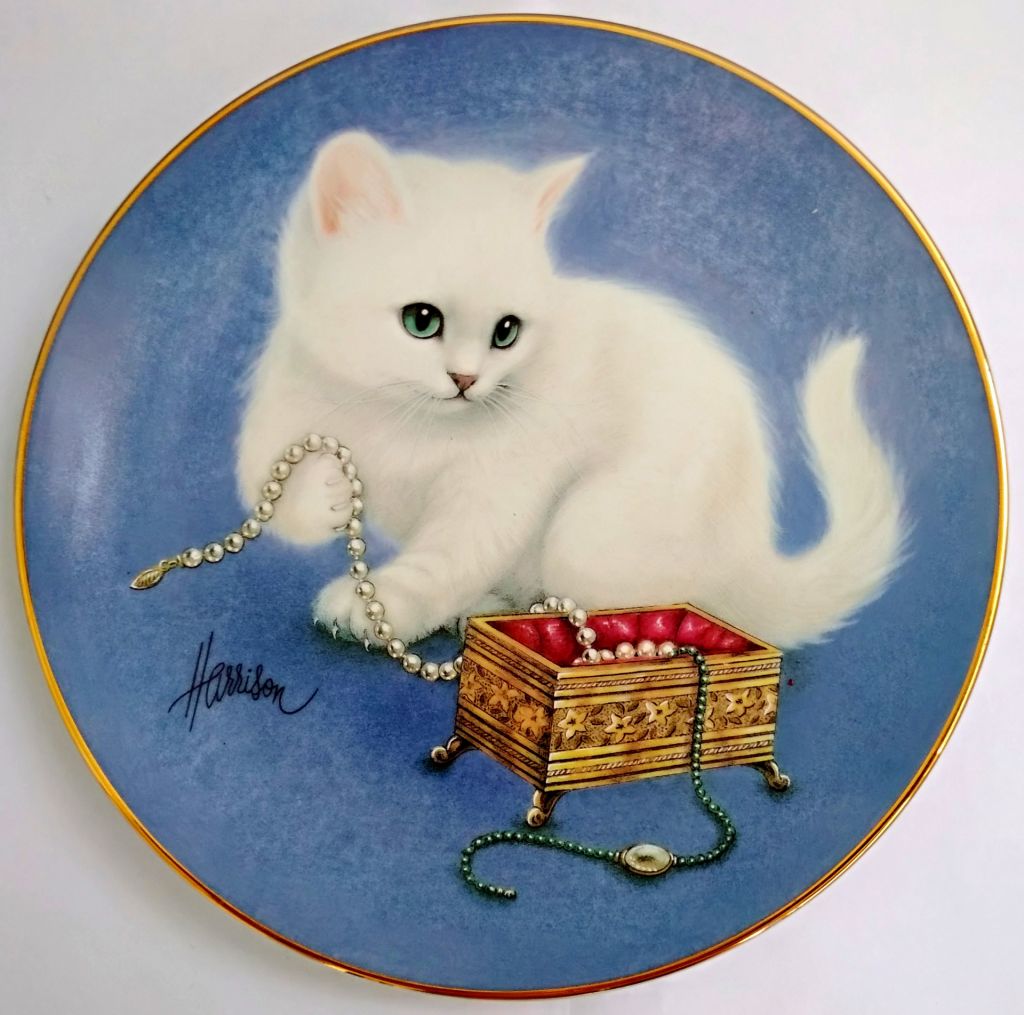 "КОТЕНОК"  красивая коллекционная декоративная тарелка США  фарфор РЕДКАЯ!!! - фото фото фото 1