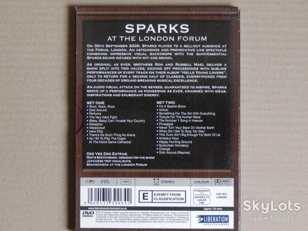 Sparks ‎– Dee Vee Dee (DVD, Unofficial Release, Digipak) - фото фото фото 1