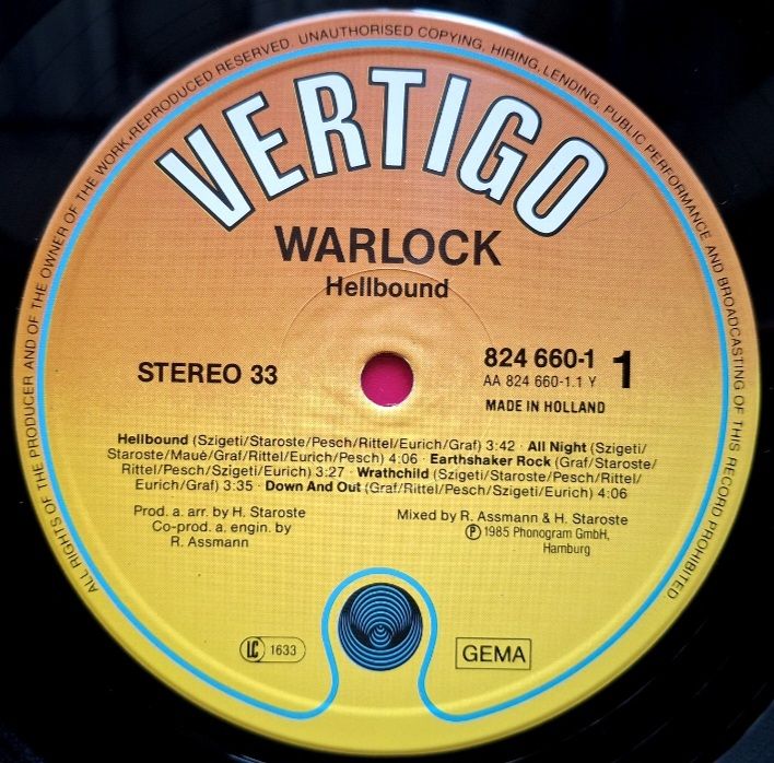 Warlock, Doro Pesch - Hellbound - 1985.  (LP). 12. Vinyl. Пластинка. Germany. - фото фото фото 4
