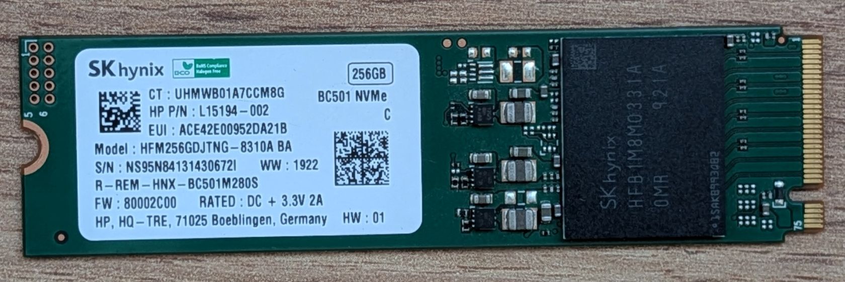 Накопичувач SSD SK Hynix BC501 256GB M.2 2280 NVMe   (HFM256GDJTNG-8310A) - фото фото фото 0
