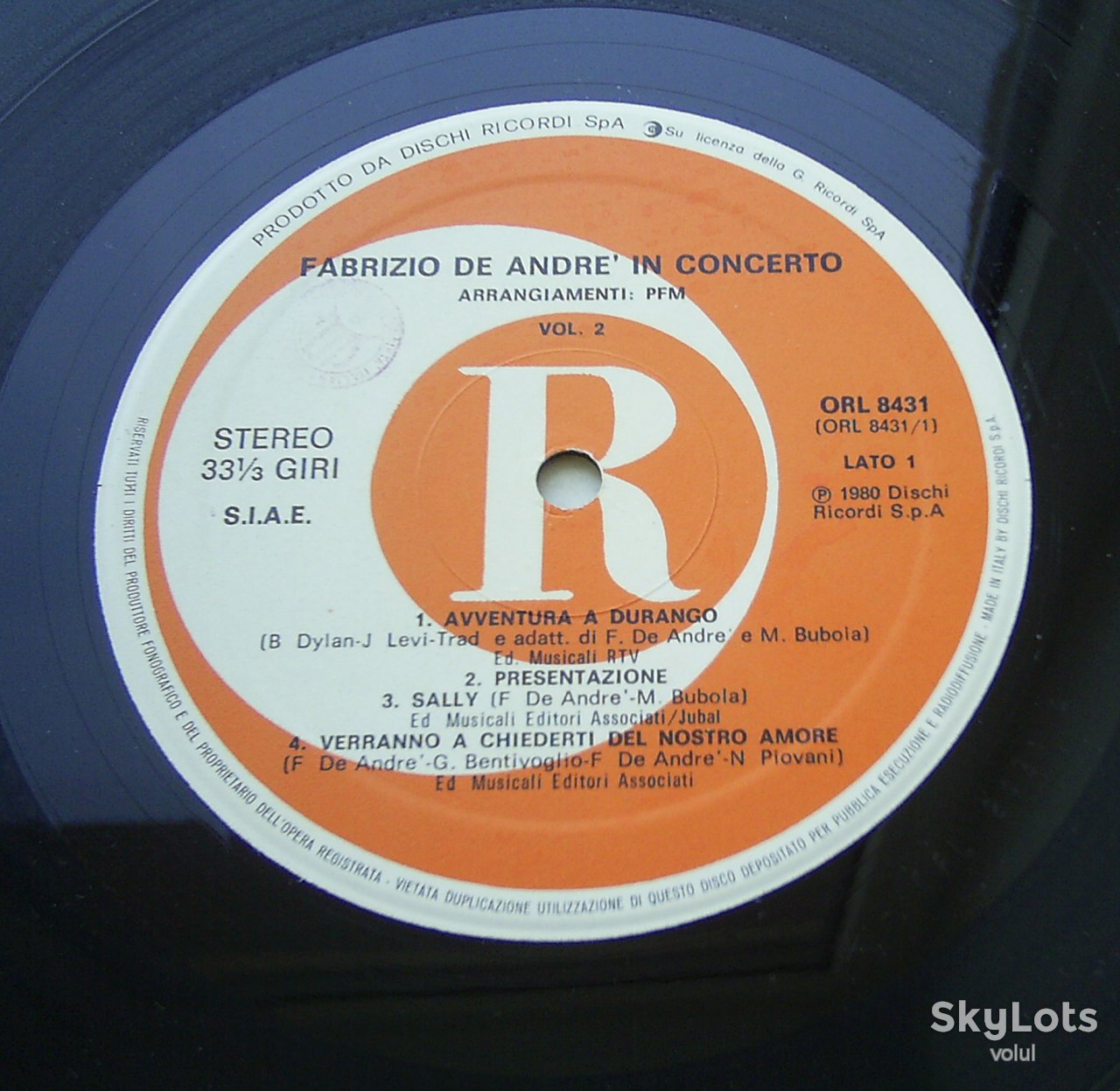 FABRIZIO DE ANDRÉ In Concerto  (Arrangiamenti PFM) Vol. 2° LP VG++ - фото фото фото 2