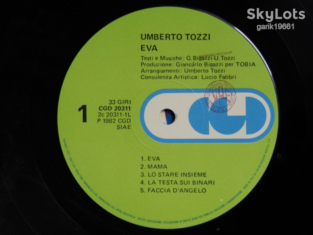 Umberto Tozzi ‎– Eva  (CGD ‎– CGD 20311, Italy) insert EX/NM- - фото фото фото 3