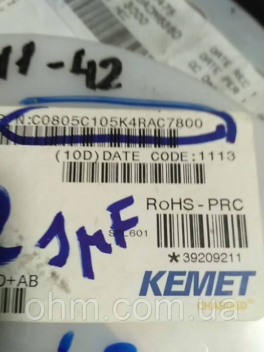 Конденсатор SMD  0805 1мкф 16в x7r Kemet - фото фото фото 0