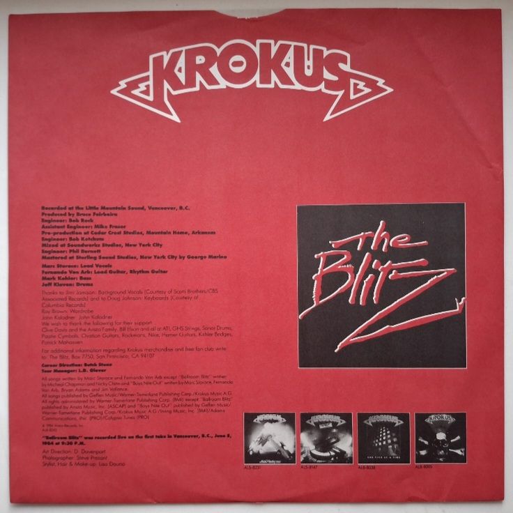 Krokus - The Blitz - 1984.  (LP). 12. Vinyl. Пластинка. USA. - фото фото фото 3