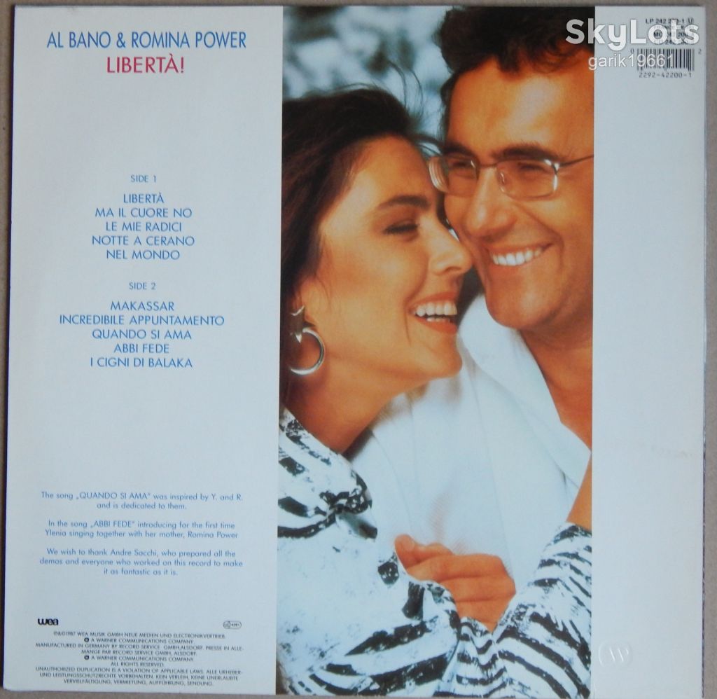 Al Bano &amp; Romina Power – Liberta!  (WEA – 242 200-1, Germany) insert NM-/NM- - фото фото фото 1