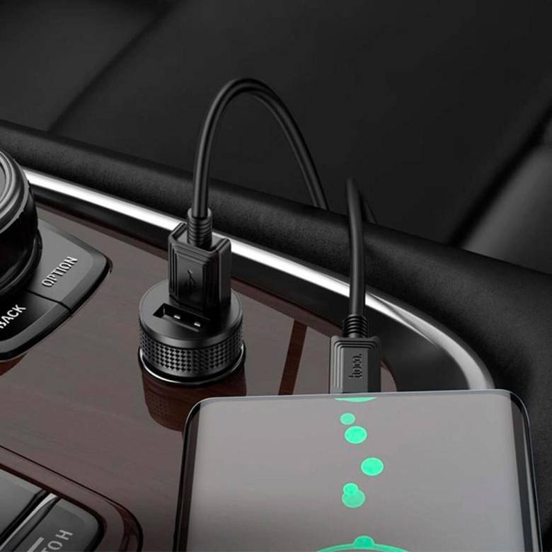 Автомобільний зарядний пристрій Hoco Z49 12W / 2.4A 2USB Black - фото фото фото 3