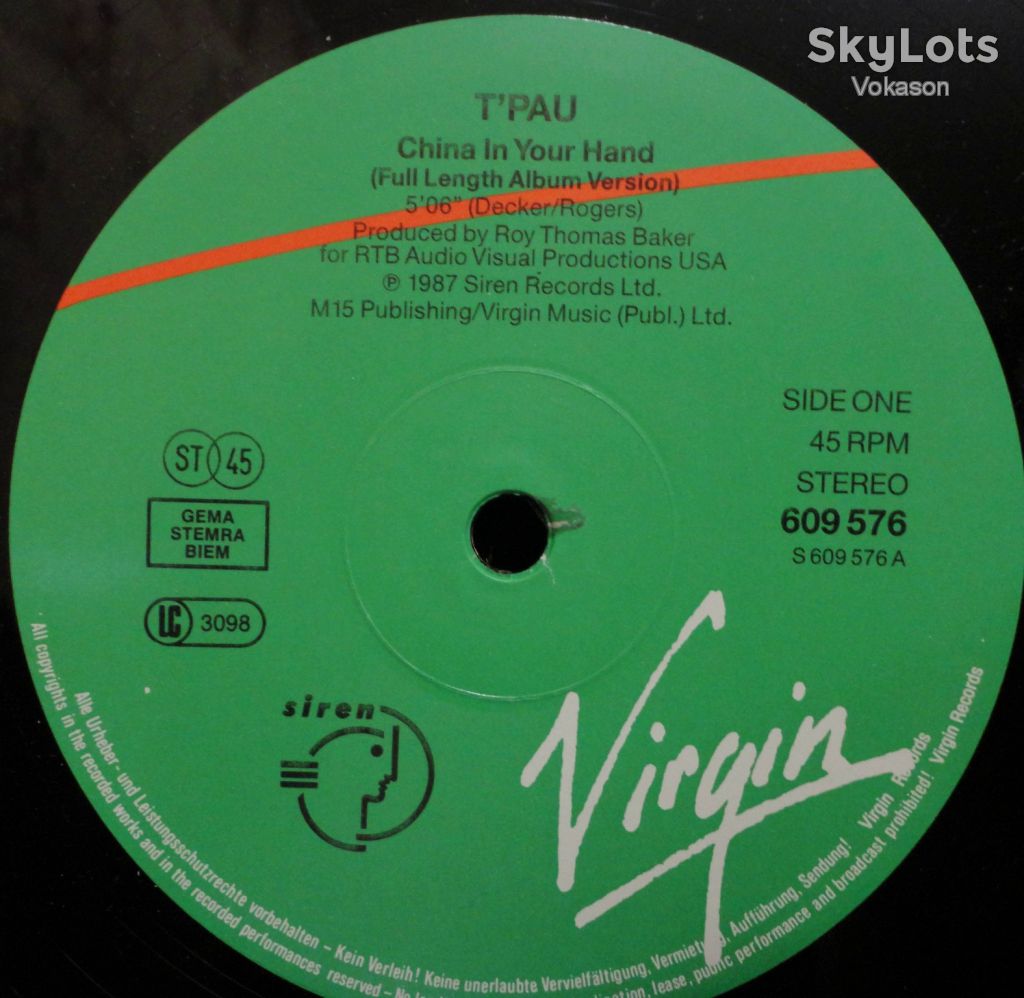 T'Pau - China In Your Hand  NM+/Mint- - фото фото фото 3