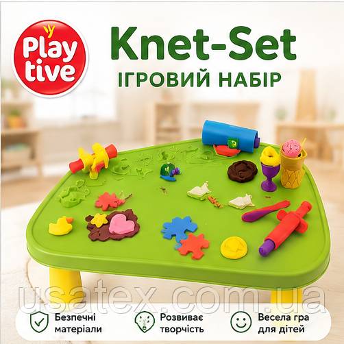 Набір для ліплення Playtive Knet-Set Spieltisch зі столиком, пластиліном та аксесуарами, 42 предмети - фото фото фото 0