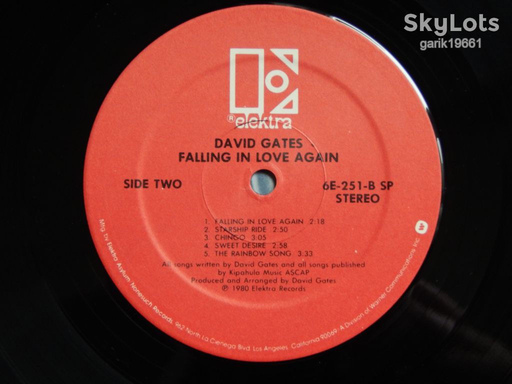 David Gates – Falling In Love Again  (Elektra – 6E-251, US) insert EX+/NM- - фото фото фото 4