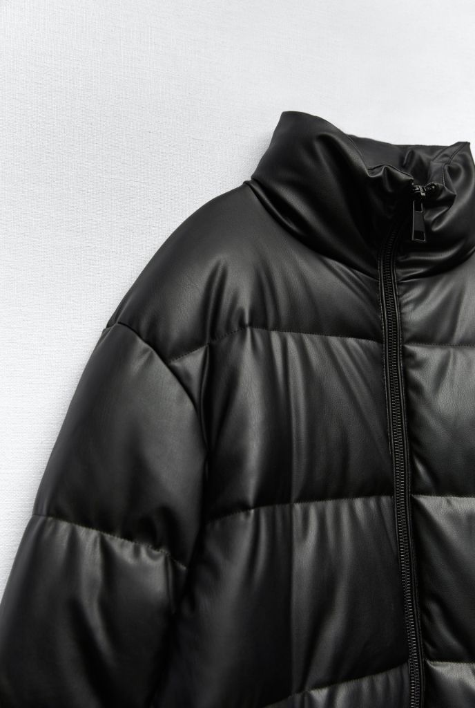 Пуховик из искусственной кожи Zara. - фото фото фото 7