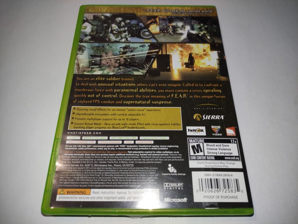F.E.A.R.: First Encounter Assault Recon Xbox 360 б/в FEAR, без регіональних обмежень - фото фото фото 2