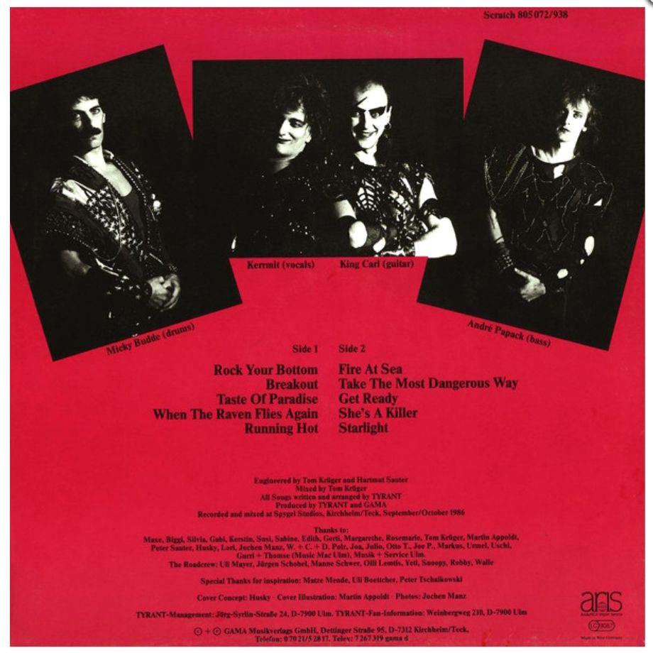 Tyrant - Running Hot - 1986.  (LP). 12. Vinyl. Пластинка. Germany. 1st Press - фото фото фото 1
