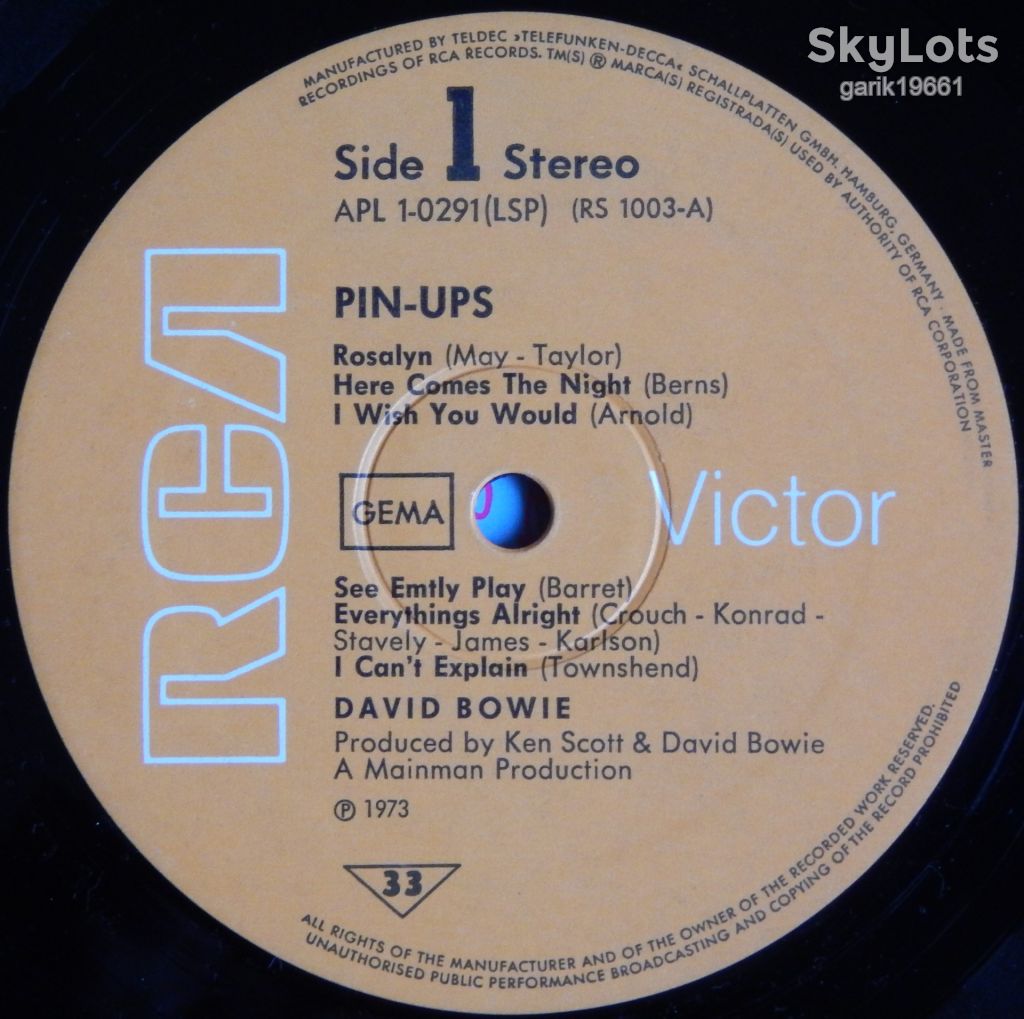 Bowie – Pinups  (RCA – APL 1 - 0291, Germany) EX+/EX+ - фото фото фото 3