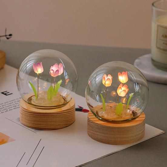 Світильник-нічник тюльпан у скляній кулі - фото фото фото 2