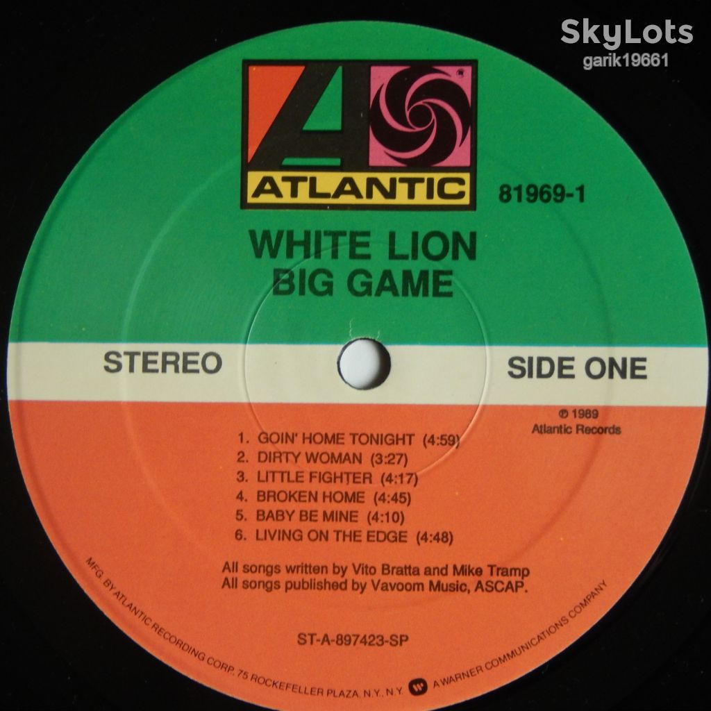 White Lion ‎– Big Game  (Atlantic ‎– 7 81969-1, US) insert EX+/NM- - фото фото фото 3