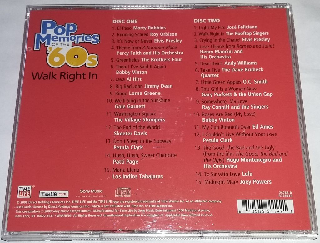 VARIOUS Pop Memories Of The '60s - Walk Right In 2CD US - фото фото фото 3