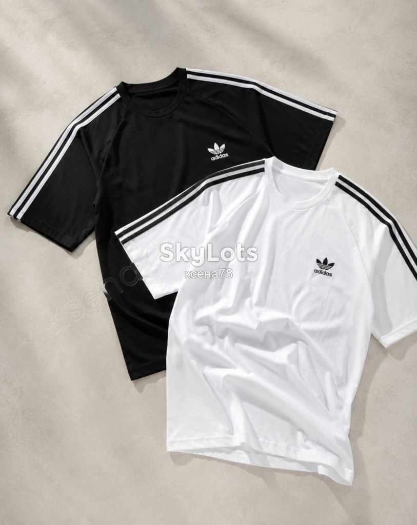 футболка  біла/чорна  46,50,54 у стилі Adidas - фото фото фото 1