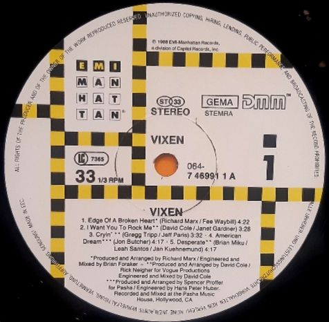 Vixen - Vixen - 1988.  (LP). 12. Vinyl. Пластинка. EEC. - фото фото фото 4