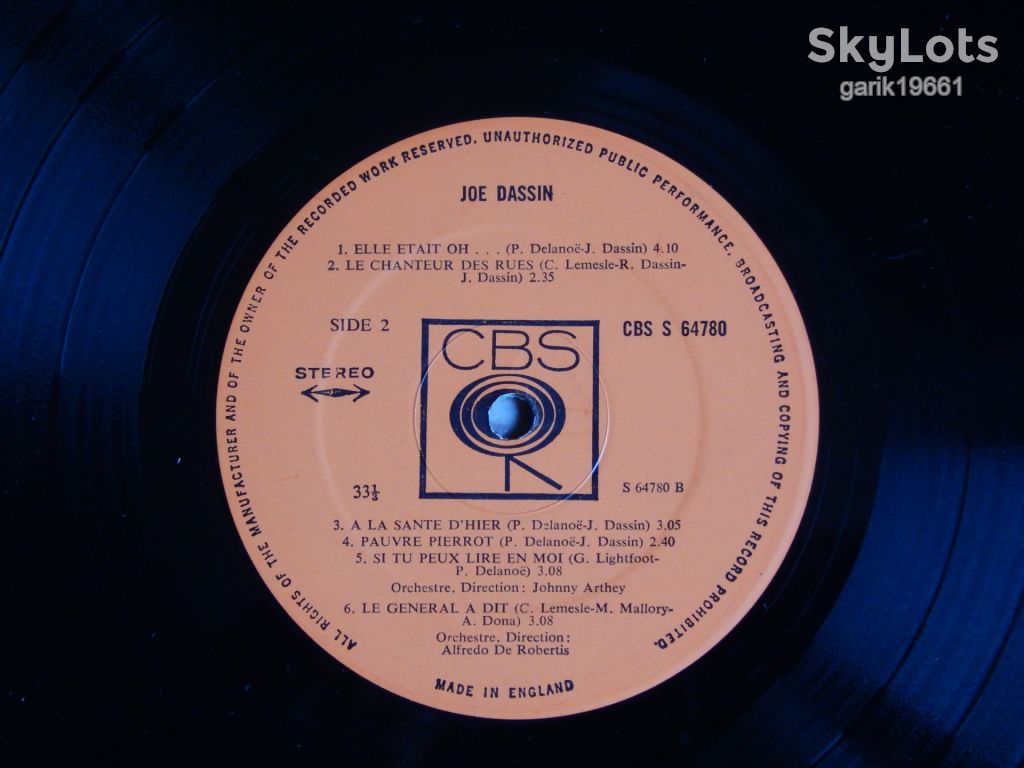 Joe Dassin ‎– Joe Dassin   (CBS ‎– CBS 64780, UK) EX+/EX+ - фото фото фото 4