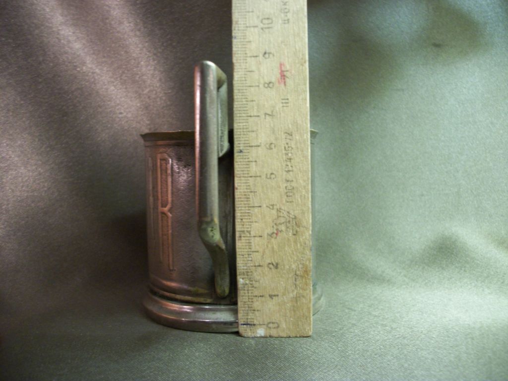 4М115 Старый подстаканник На память Souvenir, Варшава, царская россия. Серебрение, тяжелый - фото фото фото 5