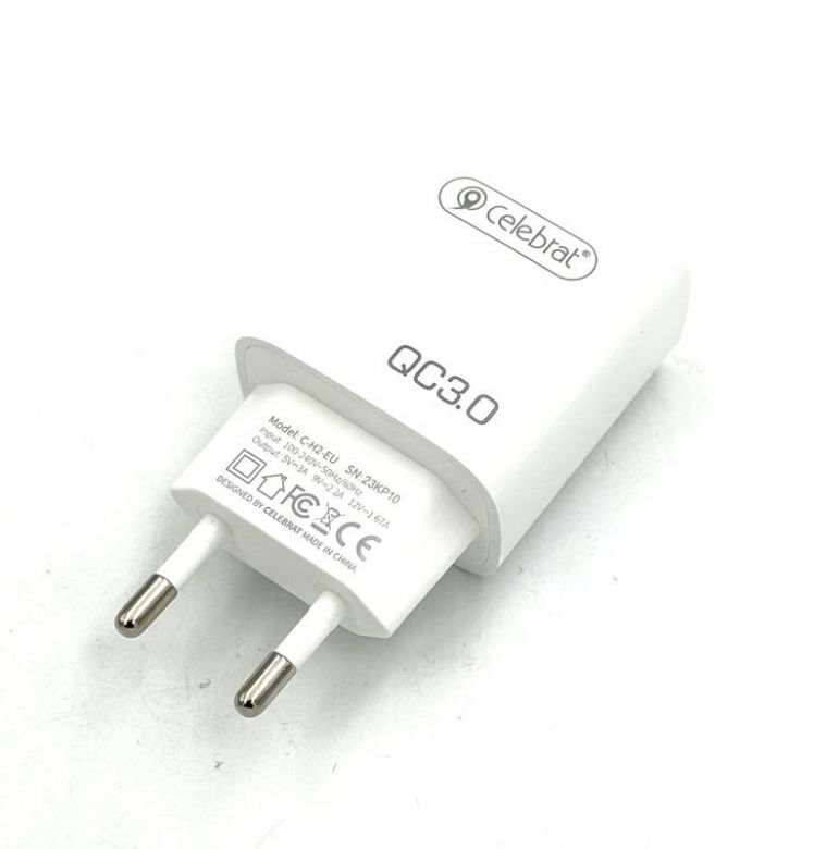 Зарядний пристрій CELEBRAT C-H2-EU 18W Turbo QC3.0 1USB Біле - фото фото фото 2