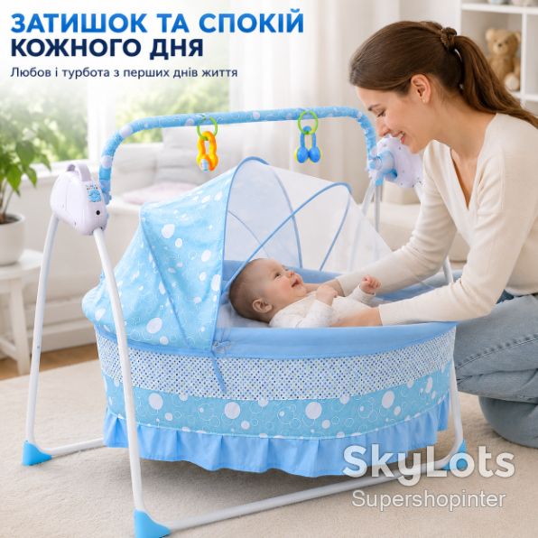 Портативная электрическая колыбель, большое пространство, детская авто-качели, электрическая USB-кроватка, детская кроватка-качалк - фото фото фото 2