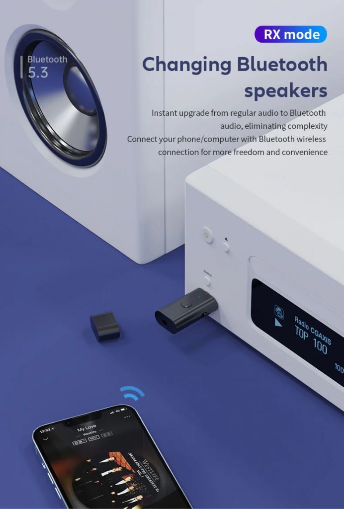 USB AUX адаптер 3в1 Bluetooth 5.3 стерео приёмник ресивер трансмиттер - фото фото фото 7