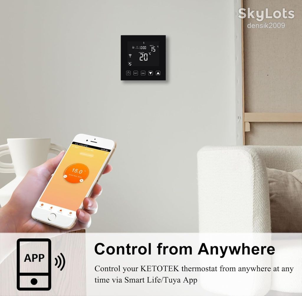 Розумний термостат KETOTEK KTF0163A для електричної теплої підлоги з сенсорним керуванням. - фото фото фото 2