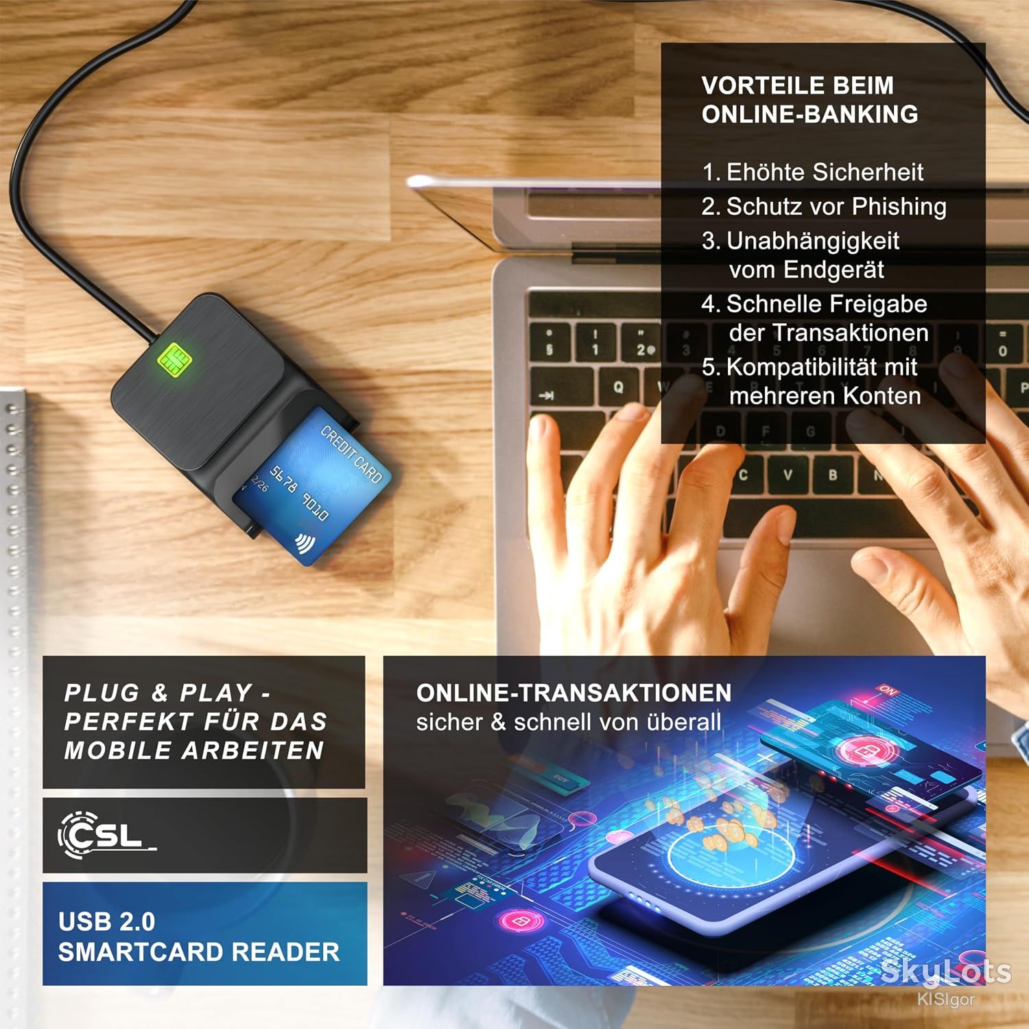 USB Smart Card Reader   (зчитувач смарт-карт і чіп-карток) від бренду CSL *81235 - фото фото фото 3
