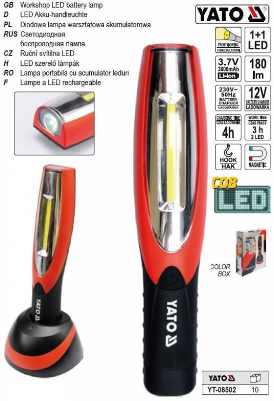 Фонарик светильник YATO аккумулятор Li-Ion 3.7 V YT-08502 - фото фото фото 0
