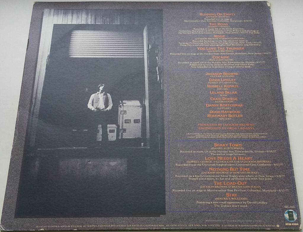 JACKSON BROWNE Running On Empty LP  VG+ /VG - фото фото фото 1