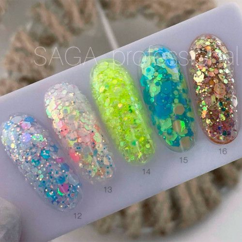 Глиттерный гель Saga 016    (8 мл) Galaxy Glitter - фото фото фото 1