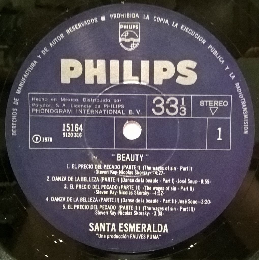 Santa Esmeralda - Beauty - 1978.  (LP). 12. Vinyl. Пластинка. Mexico. - фото фото фото 2