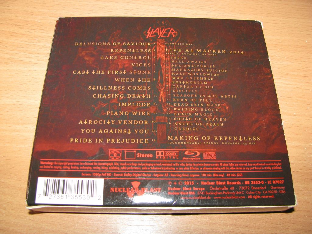 SLAYER - Repentless  (2015 Nuclear Blast CROSS DIGI CD+Blu-ray,) - фото фото фото 1